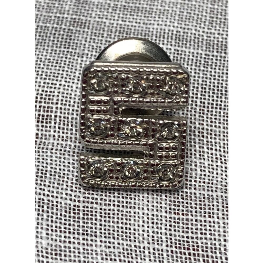 S tie tack lapel pin with rhinestones